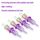 Big Wasp Purple Tattoo Needle Cartridges Round Shader with Safety Membrane